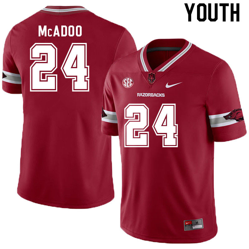 Youth #24 Quincey McAdoo Arkansas Razorback College Football Jerseys Stitched Sale-Alternate Cardina - Click Image to Close